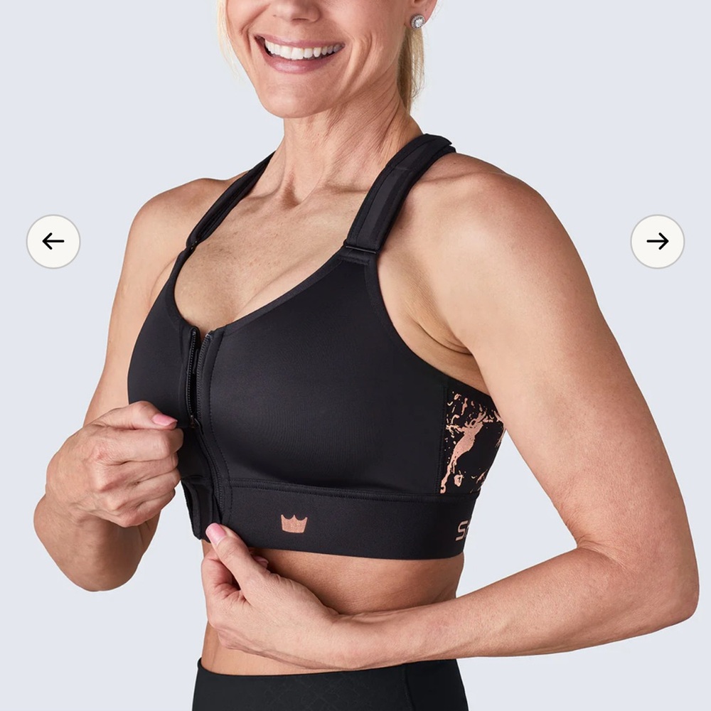 SHEFIT Flex Black and Rose Gold Sports Bra